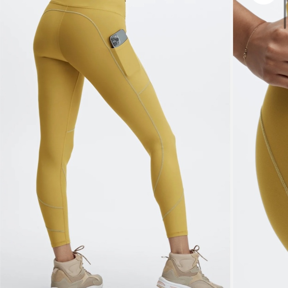 Yellow Reflective High waisted Fabletics leggings